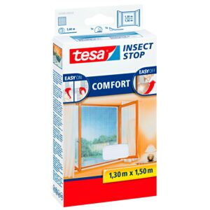 Tesa Fliegengitter Fenster mit Klettband Comfort  Weiß 150 cm x 130 cm