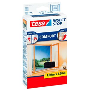 Tesa Fliegengitter Fenster mit Klettband Comfort Anthrazit 150 cm x 130 cm