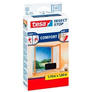 Tesa Fliegengitter Fenster mit Klettband Comfort Anthrazit 180 cm x 170 cm