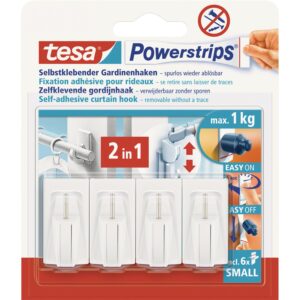 tesa Powerstrips Vario-Gardinenhaken Weiß