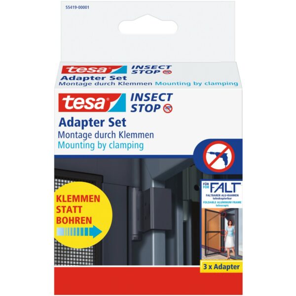 Tesa® Fliegengitter Adapter-Set für faltbare Alu-Türrahmen Falt Anthrazit