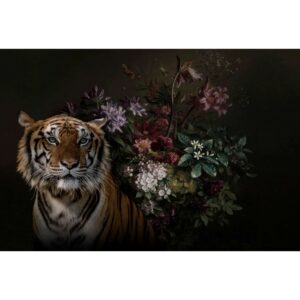 Fototapete Tiger Blumen Schwarz Grün Orange 4