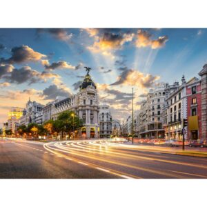 Fototapete Gran Via Madrid Blau Grau Weiß Gelb 3