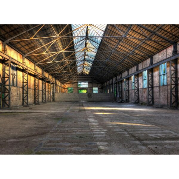 Fototapete Industrial Halle Grau Gelb 3