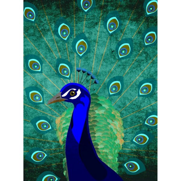 Fototapete Portrait Pfau Grün Blau Braun 2