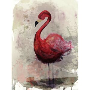 Fototapete Portrait Flamingo Rot Grau 2