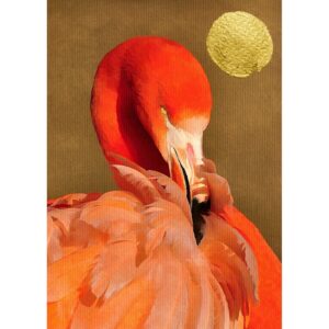 Fototapete Flamingo Sonne Schwarz Gold Rot Orange 2