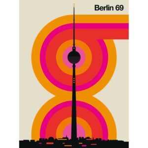 Fototapete Berlin 69 Fernsehturm Rosa Gelb Orange 2