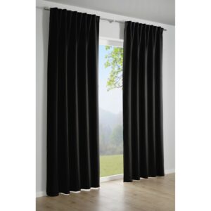 Gardinia Schlaufenschal mit Gardinenband Dimout Schwarz 245 cm x 140 cm