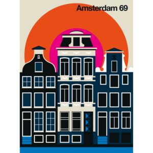 Fototapete Amsterdam 69 Rosa Gelb Orange Blau 2