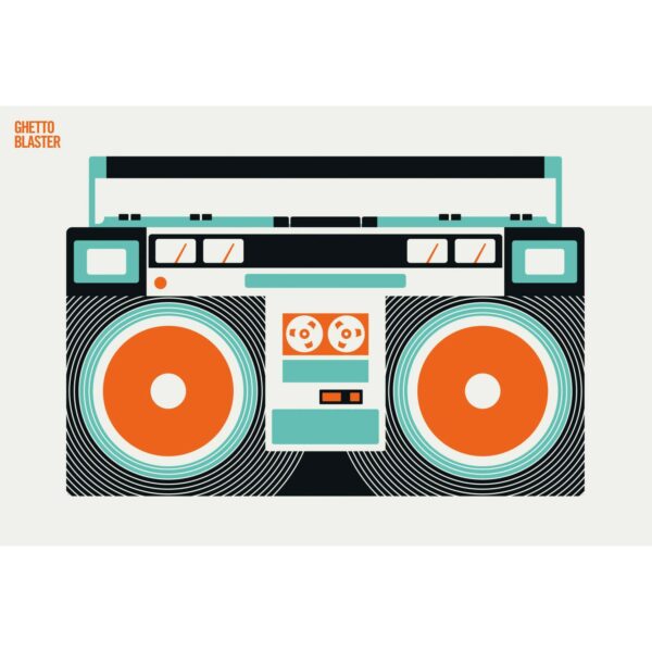 Fototapete Ghetto Blaster Türkis Orange Schwarz Weiß 4