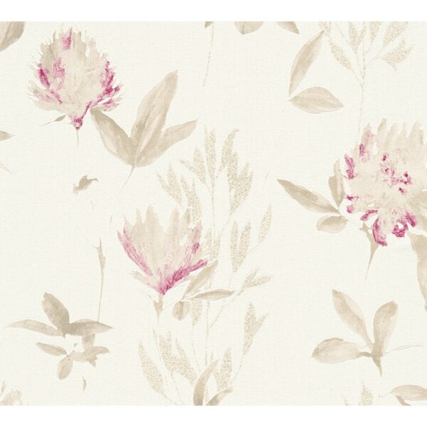 Design Dschungel Vliestapete Blumen Pink-Gold FSC®