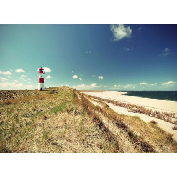 Fototapete Leuchtturm Strand Rot Weiß Grün 3