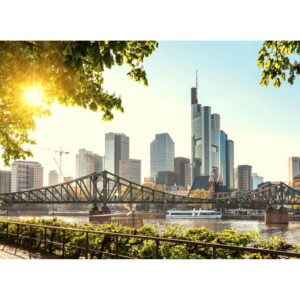 Fototapete Frankfurt Skyline Brücke Blau Braun Graun 3