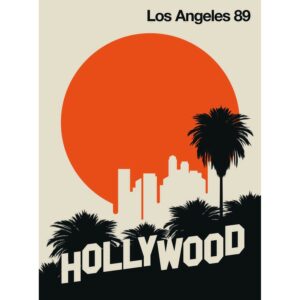 Fototapete Slogan Hollywood Palmen Orange Beige 2