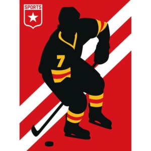 Fototapete Icehockeyspieler Rot Gelb Schwarz Weiß 2