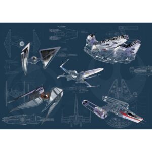 Komar Fototapete Vlies Star Wars Blueprint Dark  400 x 280 cm