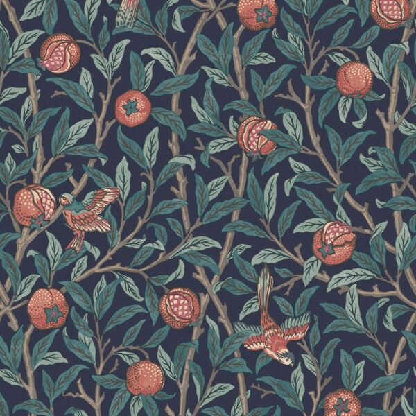 William Morris at Home Vliestapete Bird & Pomegranate 10 m Dunkel Blau FSC®