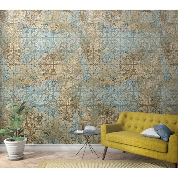 Marburg Vliestapete Ornamental Industrial Beige-Blau 270 cm x 159 cm FSC®