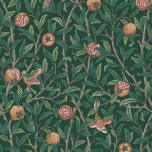 William Morris at Home Vliestapete Bird & Pomegranate 10 m x 52 cm Grün FSC®