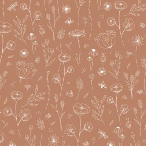 Little Dutch Vliestapete Wild Flowers Rust Orange FSC®