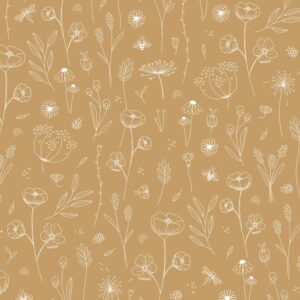 Little Dutch Vliestapete Wild Flowers Ochre Gelb FSC®