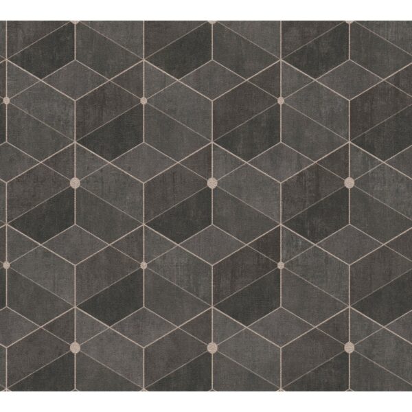 Vliestapete 3D-Effekt geometrisch Glitzereffekt leicht Strukt. Schwarz Gold FSC®