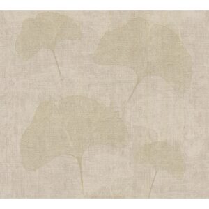 Vliestapete Blumentapete Glänzend Leicht Strukturiert Beige FSC®