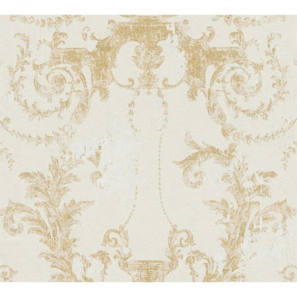 Vliestapete Barock Matt Leicht Strukturiert Gold Creme FSC®