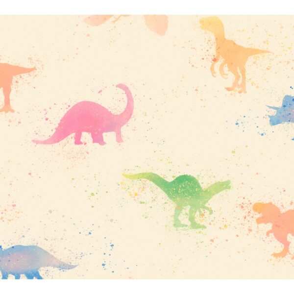 Vliestapete Dinosaurier Kinderzimmertapete Bunt Beige FSC®