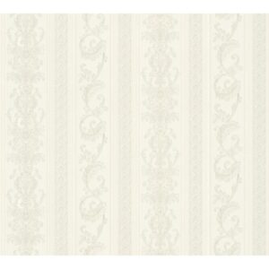 Vliestapete Hermitage Streifen Ornament Glanz Leicht Strukt. Creme Grau FSC®