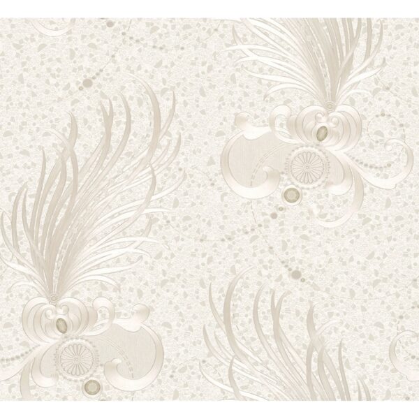 Glööckler Vliestapete Imperial ornamentaler Federschmuck Pearl-Beige