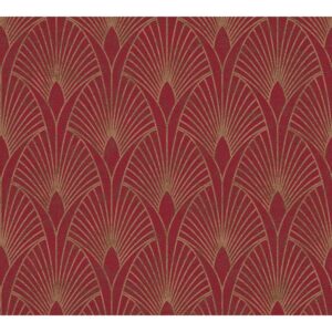 Vliestapete New Walls Art Deco Muster Glänzend Leicht Strukturiert Rot Gold FSC®