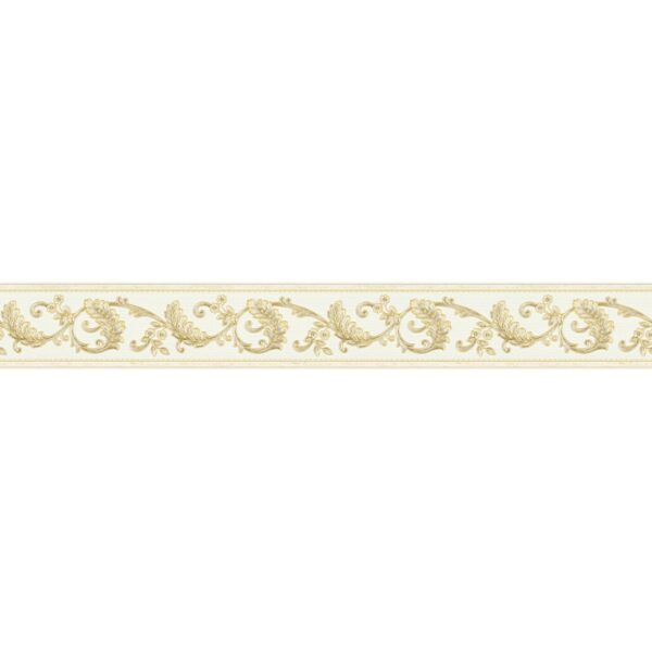 A.S. Création Borte selbstklebend Barock 5 m x 8 cm Gold-Weiß