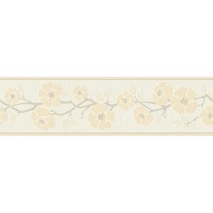 A.S. Création Borte selbstklebend Blumen 5 m x 17 cm Beige-Gelb