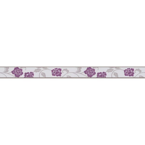 A.S. Création Borte selbstklebend Blumen 5 m x 5 cm Violett-Grau