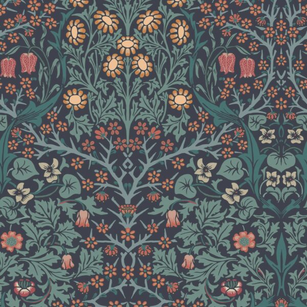 William Morris at Home Vliestapete Blackthorn 10 m x 52 cm Blau FSC®