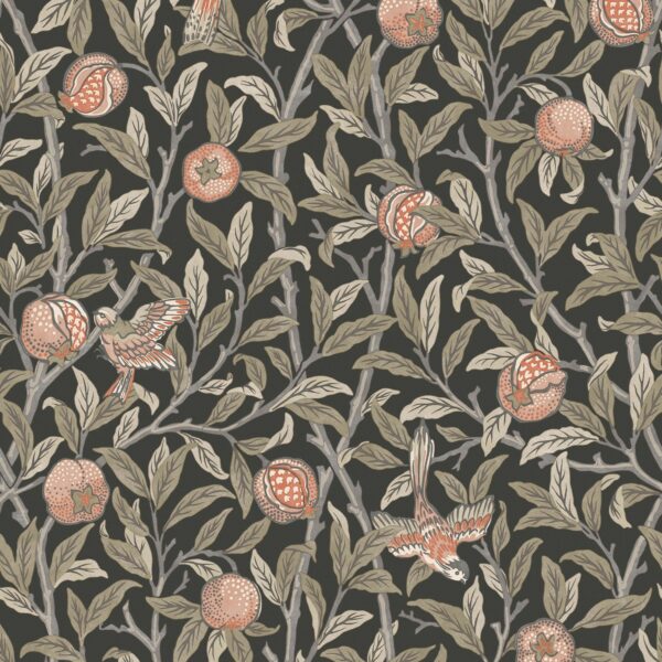 William Morris at Home Vliestapete Bird & Pomegranate 10 m x 52 cm Grau FSC®