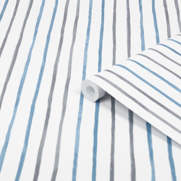 Laura Ashley Vliestapete Painterly Stripe Blue Blau FSC®