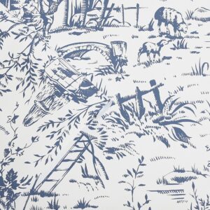 Laura Ashley Vliestapete Toile de Jouy Dark Seaspray Blue Blau FSC®