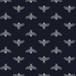 Joules Vliestapete Block Print Bee French Navy Blau FSC®