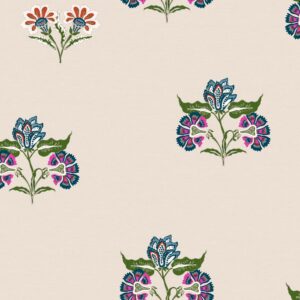 Joules Vliestapete Indienne Block Print Dawn Grey Grau FSC®