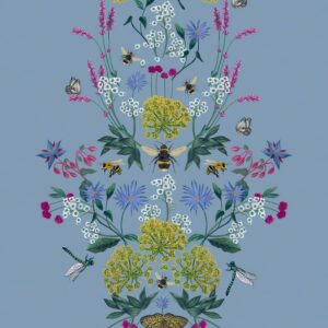 Joules Vliestapete Perfect Pollinators Haze Blue Blau FSC®