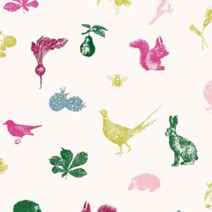 Joules Vliestapete Etched Woodland Crème Multi Mehrfarbig FSC®