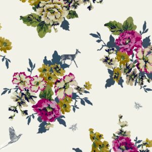 Joules Vliestapete Joules Floral Crème Mehrfarbig FSC®