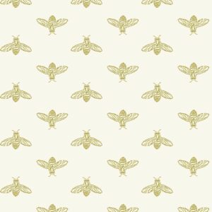 Joules Vliestapete Block Print Bee Antique Gold Gelb FSC®