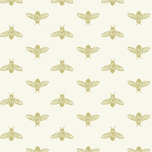 Joules Vliestapete Block Print Bee Antique Gold Gelb FSC®