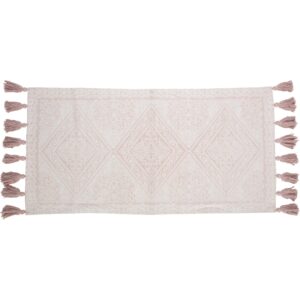 OBI Baumwoll Teppich gemustert Beige-Altrosa 60 x 120 cm