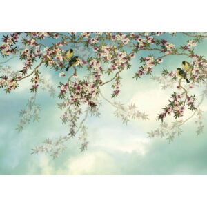 Komar Fototapete Sakura Blau und Rosa 368 x 254 cm 610936