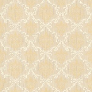 Bricoflor Elegante Tapete in Beige Weiß Gold Edle Vlies Textiltapete mit Barock Muster Elegante Textil Vliestapete mit Ornamenten für Wohnzimmer